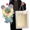A luminous Micron-shaped bouquet with a white hand-held gift bag for creative birthday gifts Item Picture